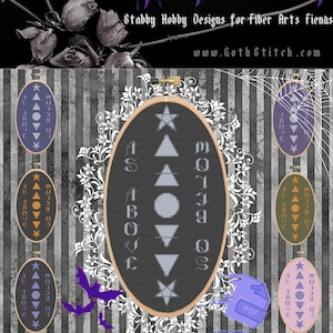 As Above So Below Cross Stitch Element Alchemy pattern PDF GothStitch, Stabby Hobby for Witch Stitcher Esoteric DIY Intentional StitchCraft