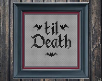 Til DEATH Cross Stitch Chart Pattern PDF GothStitch, Pastel Goth, Cottage Core, Trad Goth Stitch, Witch, Beginner Learn to X Stitch