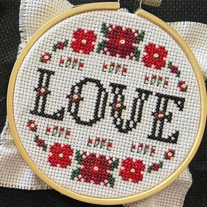 Four Letters: LOVE Beginner Cross Stitch Pattern chart PDF Mood Modern Pop Culture Cross Stitch DIY Decor Anniversary Romantic Love Gift image 4