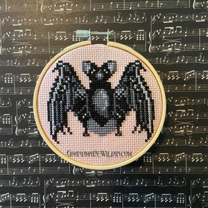 Modern Goth Medieval Bat 2021 DiY Beginner Cross Stitch Kit - Complete DIY kit with everything you need to go Cottage Core & Do It Yourself