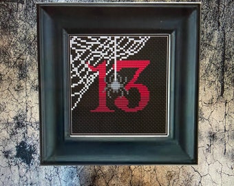 Spider Web Lucky Friday the 13 Cross Stitch Chart Pattern PDF GothStitch, Pastel Goth, Cottage Core, Trad Goth Stitch, Witch, DiY Goth Decor