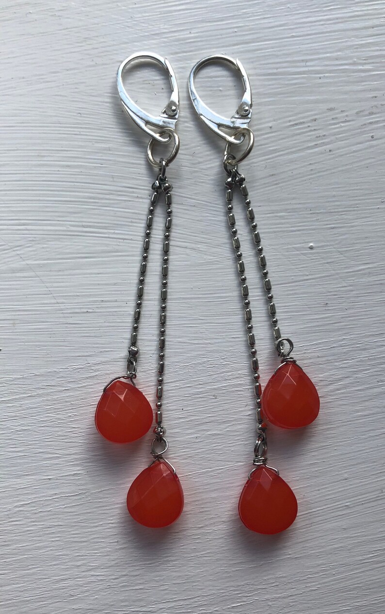 Orange crystal dangle earrings