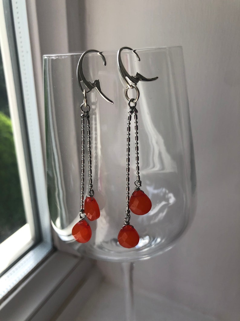 Orange crystal dangle earrings