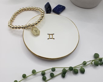 Gemini Ring Holder Dish,  Horoscope Gift, Ring Dish, Zodiac Jewelry Dish, Astrology Gift,  Jewelry Trinket Tray, Star Sign Gift, Air Sign