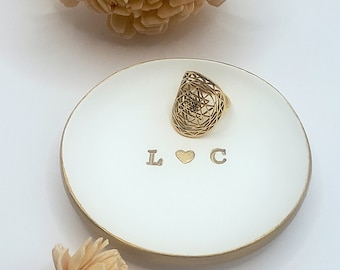 Jewelry Dish, Wedding and Engagement Gift, Personalized Graduation Gift, Gold Trim Jewelry Holder, Trinket Tray