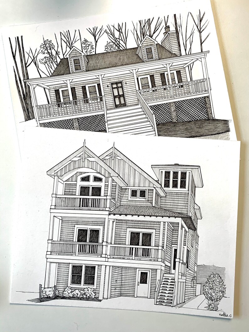 Custom House Portrait Original Pen and Ink Drawing , New Home ...