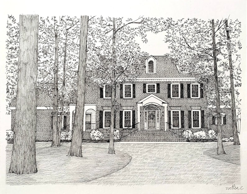 Custom House Portrait Original Pen and Ink , Personalized Gift, New ...