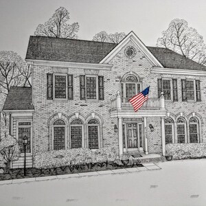 Custom House Portrait Original Pen and Ink Drawing Christmas Gift - Etsy