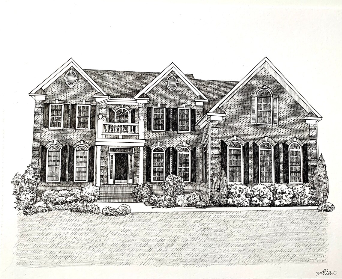 Custom House Portrait Original Pen and Ink , Personalized Gift, New ...