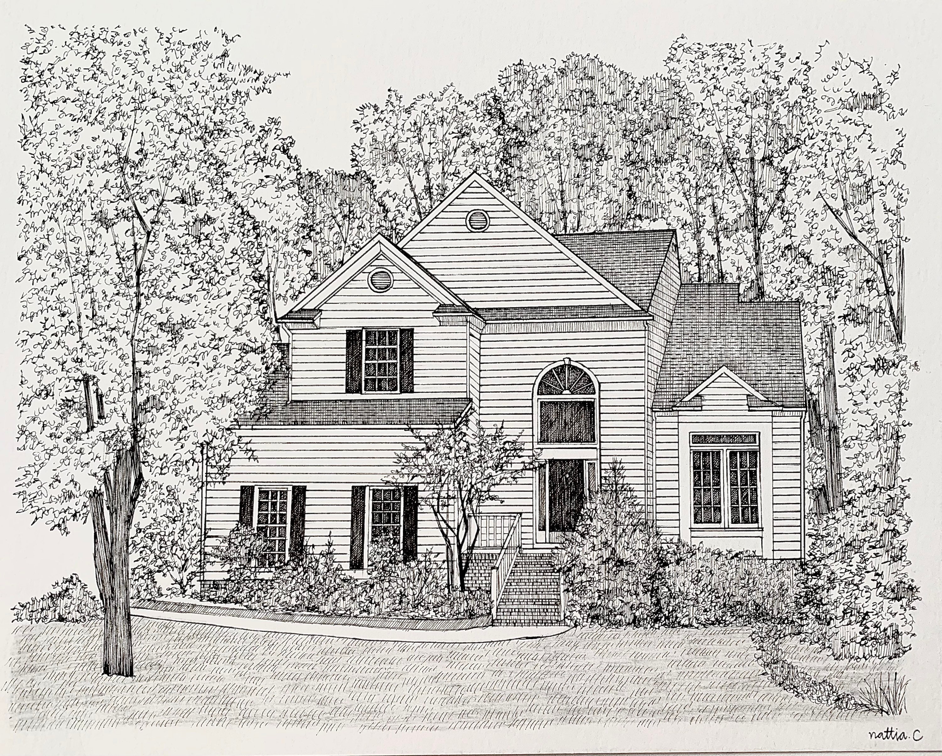 Custom House Portrait Original Pen and Ink , Personalized Gift, New ...