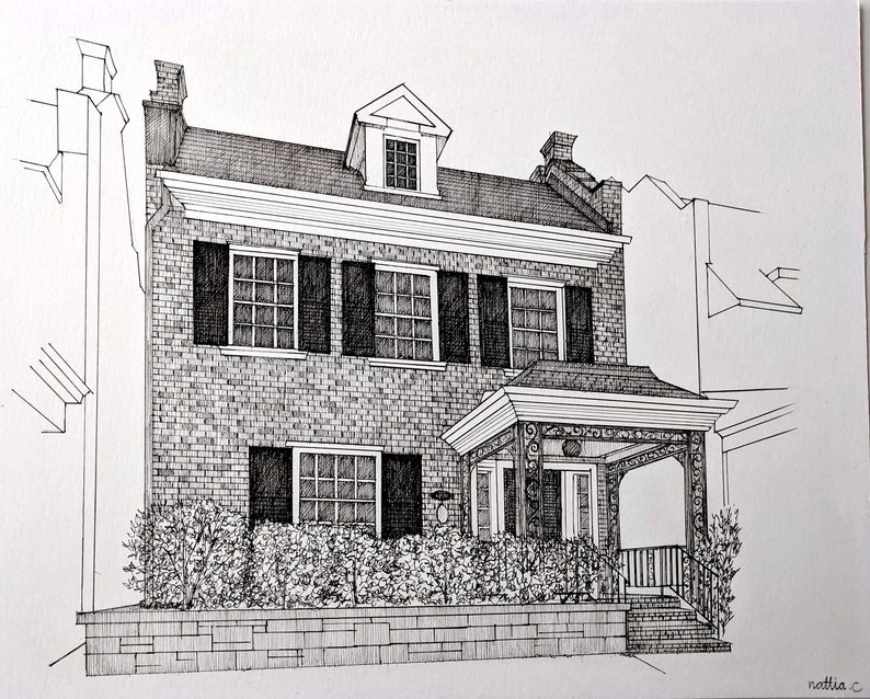 Custom House Portrait Original Pen and Ink , Personalized Gift, New ...