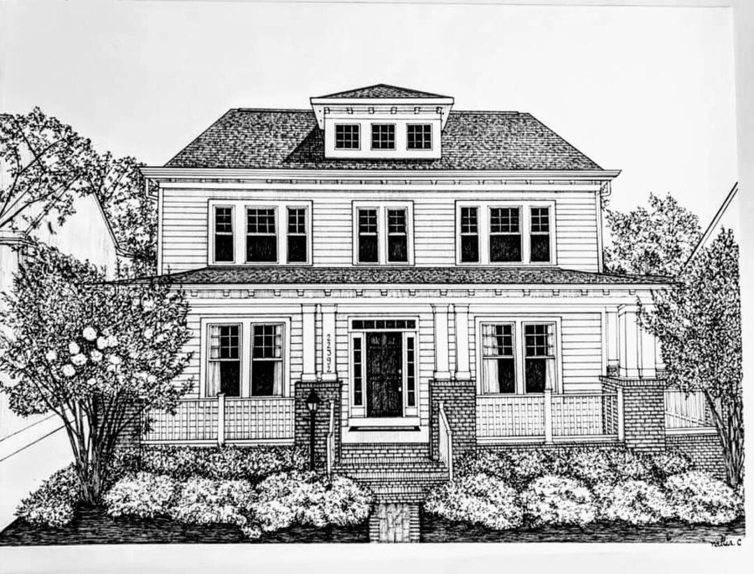 Custom House Portrait Original Pen and Ink Drawing , New Home ...