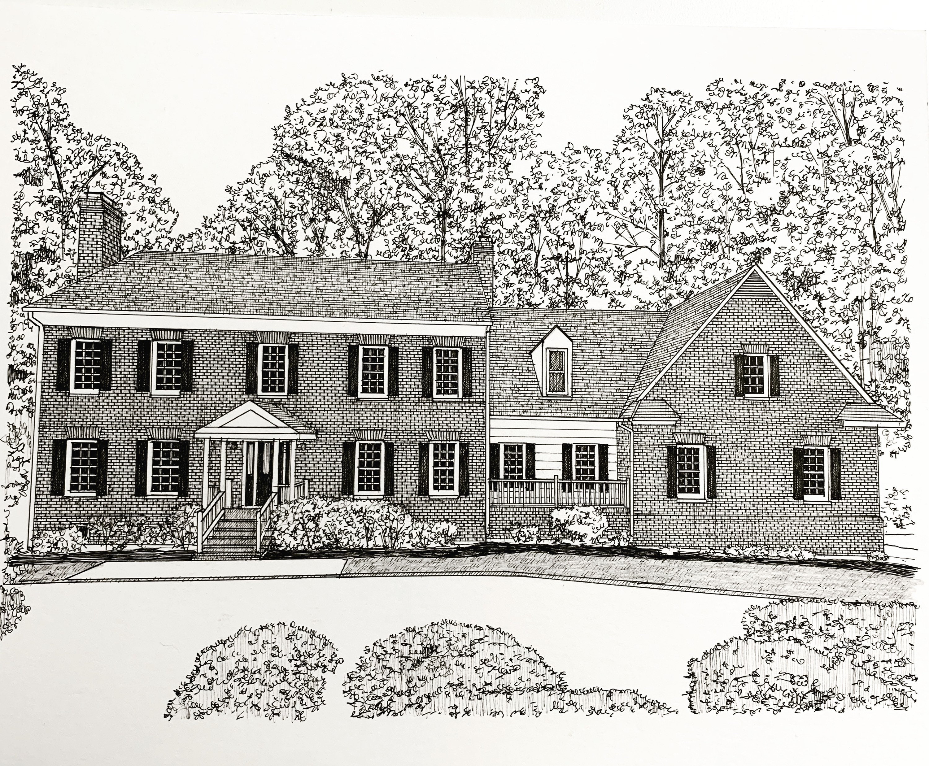 Custom House Portrait Original Pen and Ink , Personalized Gift, New ...
