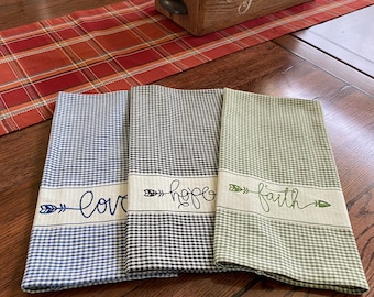 Toallas de cocina bordadas personalizadas- Toallas vintage* Christian*100% algodón prelavado-