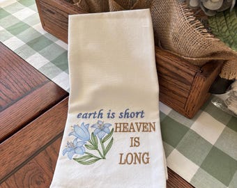 Paños de cocina bordados personalizados - Toallas vintage * Heaven is Long ** 100% algodón prelavado -