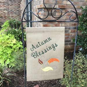 Autumn Blessings *Custom Embroidered Garden Flag*Burlap Flag* Personalized flag* Sunflower*