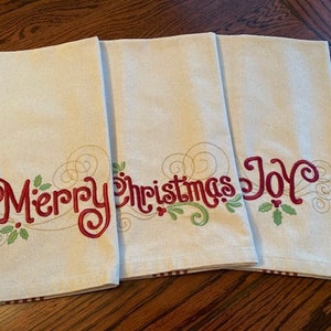 Custom Embroidered kitchen towels- Vintage towels* Christmas**100% pre-washed cotton-