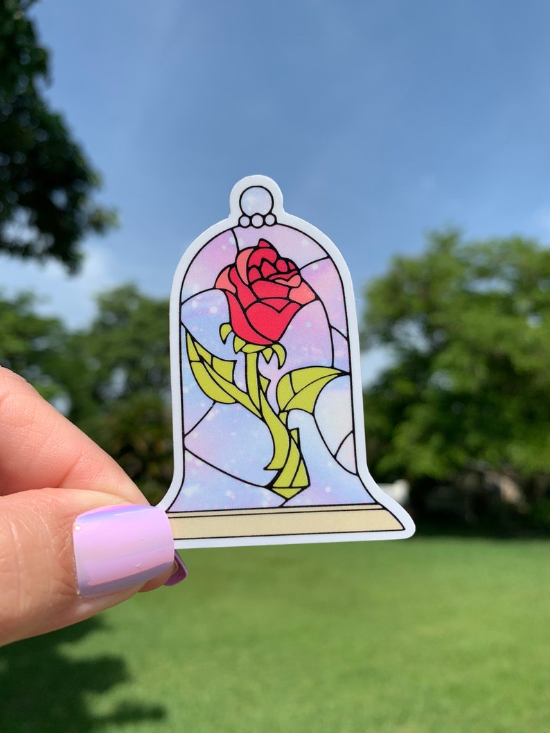Enchanted Rose Belle Flower Disney Sticker Laptop Sticker Etsy