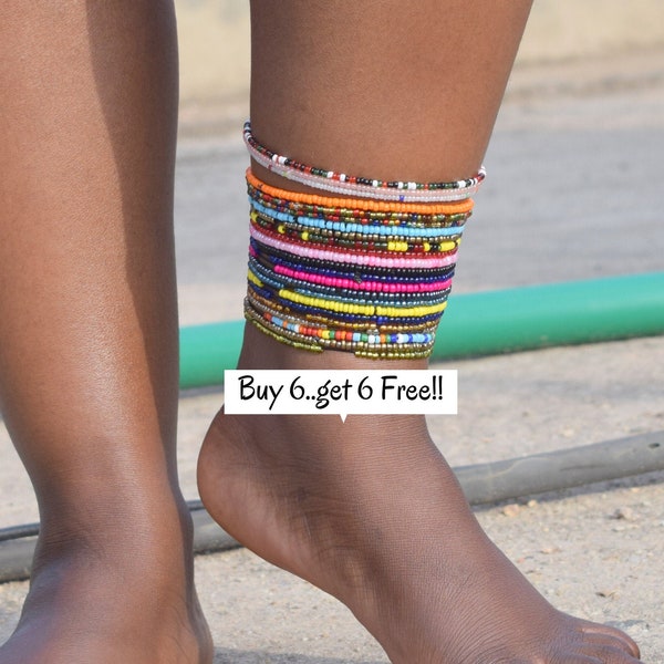 ANKLETS for Women, Africa Jewelry, Beaded Anklets, Anklet Bracelet, Africa Anklets, Anklet Gold, Stacking Anklets, Anklet Set