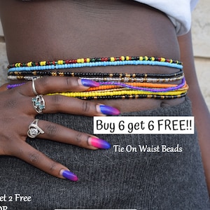 Waist Beads TIE ON, Thread Waist Beads, Stomach Beads, Waist Beads, Africa Waist Beads, Tie Waist Beads, Plus Size Waist Beads