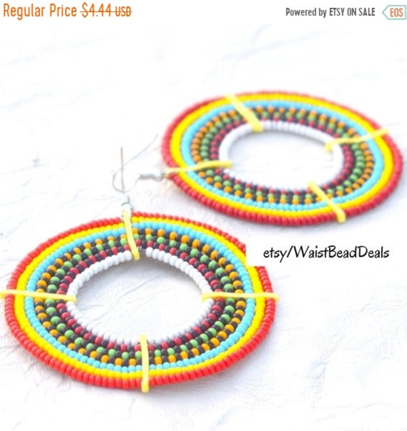Masai Jewelry African Earrings ON SALE Tribal Hoop Earrings Bead Ea Masai Earring Kenya Jewelry Hoop Earring Africa Jewelry for Women