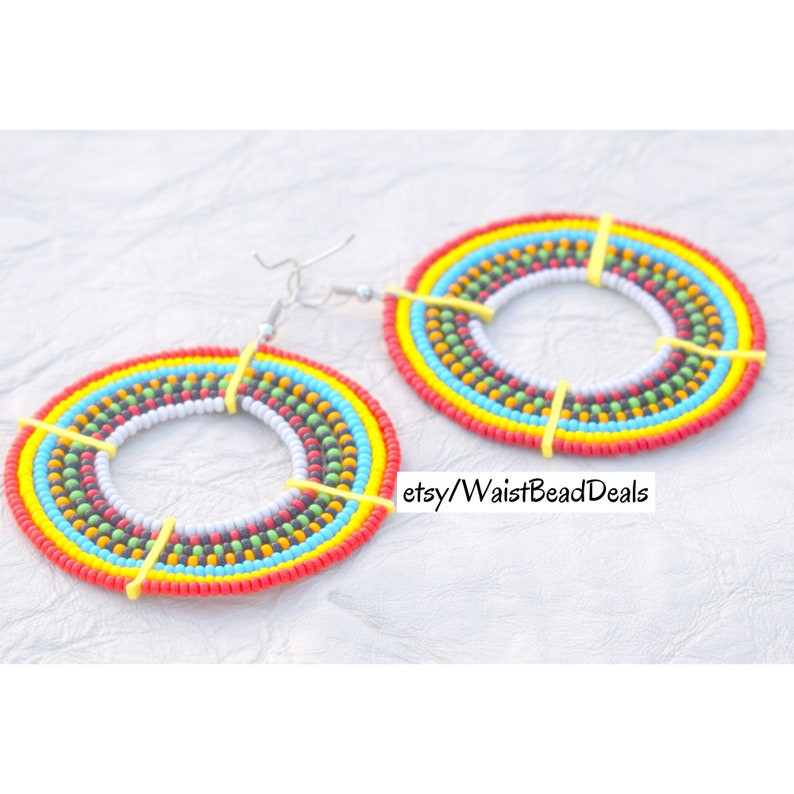 Masai Jewelry African Earrings ON SALE Tribal Hoop Earrings Bead Ea Masai Earring Kenya Jewelry Hoop Earring Africa Jewelry for Women