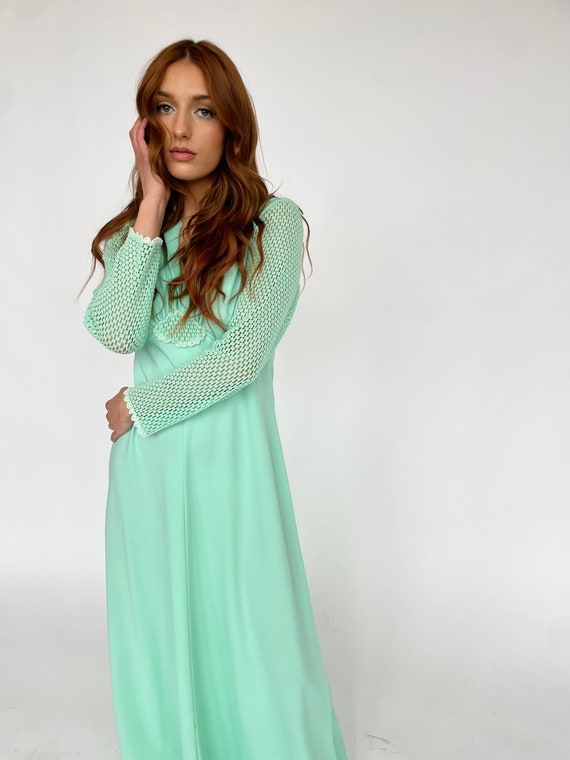 70 s Vintage Seafoam Green Dress Gem