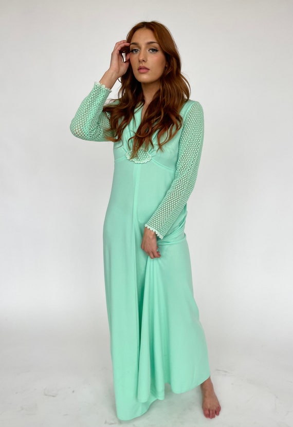 70’s Vintage Seafoam Green Dress - image 4