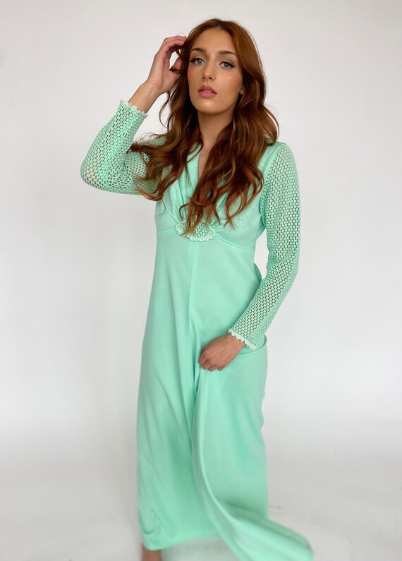 70’s Vintage Seafoam Green Dress - image 10