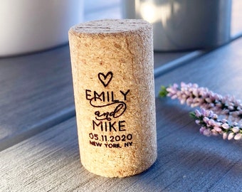 Personalized Cork Save the Dates with Card - Also Ideal for Vino Before Vows Bachelorette Parties, Bridal Showers or Wedding Favors