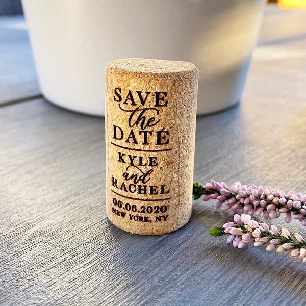 Cork Save the Date Magnet (from 10 pcs) Custom Bulk Wedding Invitation, Save the Date with Ombre Card, Vineyard Wedding Favors