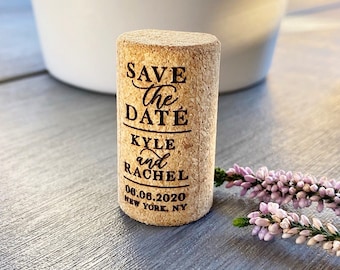 Cork Save the Date Magnet (from 10 pcs) Custom Bulk Wedding Invitation, Save the Date with Ombre Card, Vineyard Wedding Favors