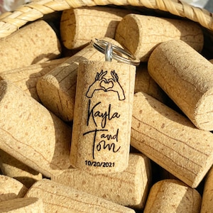 Personalized Cork Wedding Favors with Keychain - Also Ideal for Vino Before Vows Bachelorette Parties, Bridal Showers or Save the Dates