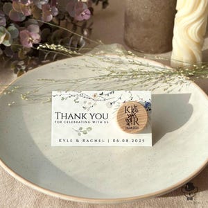Personalized Wine Bottle Stopper with Wildflower Thank You Card