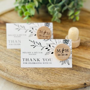 Personalized Wine Bottle Stopper Wedding Favors with Minimalist Cards & Organza Bags