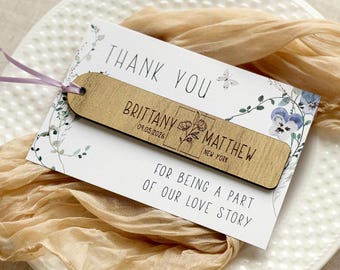 Wildflower Bookmark Wedding Favors with Cards - Personalized Keepsake Gift for Guest