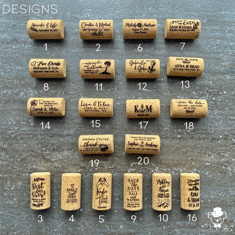 Cork Wedding Favors Custom Engraved Wine Cork Bottle Etsy