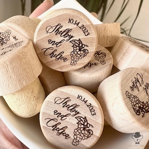 Personalized Wood Wine Bottle Stopper: Custom Wedding Favors