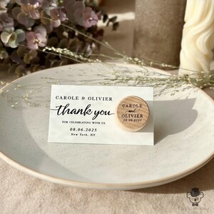 Personalized Wine Bottle Stopper Wedding Favors with Minimalist Thank You Card