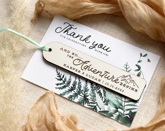 Personalized Bookmark Wedding Gifts with Cards - Adventure Begins Wedding Favors for Guest