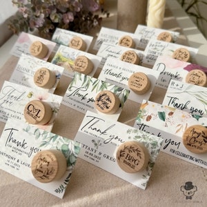 Bulk Wine Bottle Stopper Wedding Favors with Thank You Card - Personalized Gift for Guests with Custom Thank you Tags and Organza Bags