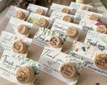 Bulk Wine Bottle Stopper Wedding Favors with Thank You Card - Personalized Gift for Guests with Custom Thank you Tags and Organza Bags