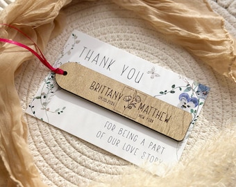 Bookmark Wedding Favors with Cards - Personalized Wildflower Keepsake Gift for Guest