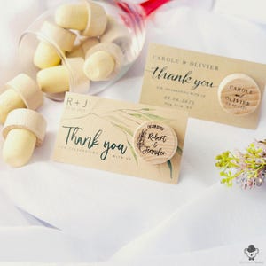 Tappo per vino personalizzato come ricordo di nozze con carta Kraft - Bomboniere personalizzate per gli ospiti in grandi quantità con etichette di ringraziamento e sacchetti di organza