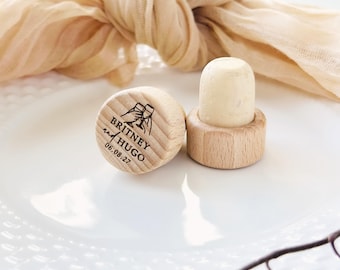 Wood Wine Bottle Stopper - Personalized Engraved Cork Party & Wedding Favors