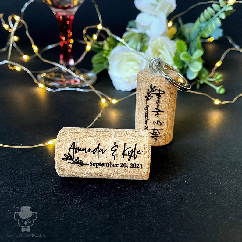 Cork Wedding Favors Custom Engraved Wine Cork Bottle Etsy