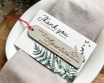 Bookmark Wedding Keepsake Gift with Cards - Adventure Begins Personalized Wedding Favors for Guest