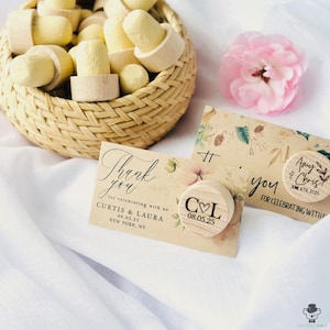 Lembrancinhas para recepção de casamento com rolha de vinho e cartão de agradecimento Kraft - Presente personalizado para convidados em grandes quantidades com etiquetas de agradecimento e saquinhos de organza