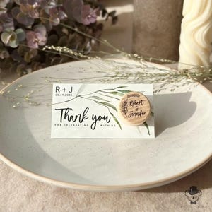 Personalized Wine Bottle Stopper Wedding Favors with Thank You Card