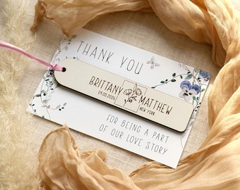 Wildflower Wedding Favors Bookmark with Cards - Personalized Thank You Gift for Guest